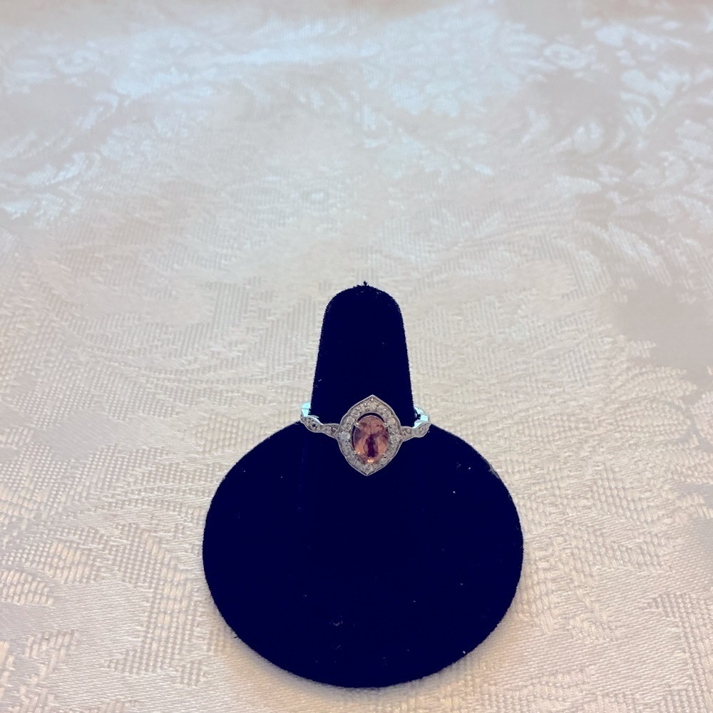 Pink Quartz Silver Tone Ring